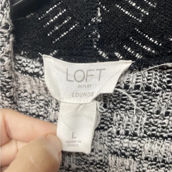 Loft black mixed media Wrap Sweater large - Picture 2 of 5